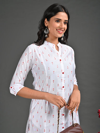 Womens Off White-Colored A-Line Kurta