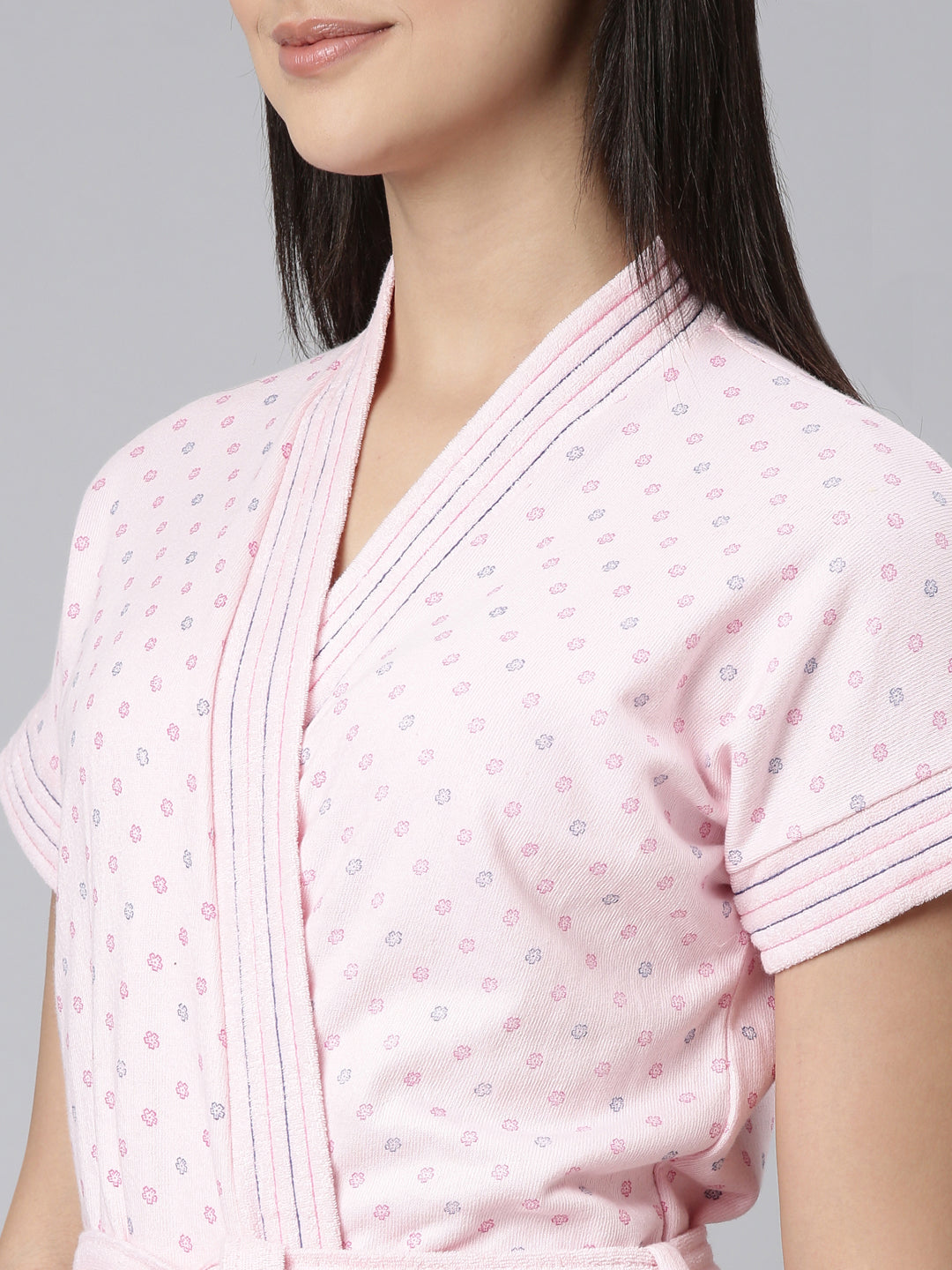 Womens Printed Bathrobe - Pink