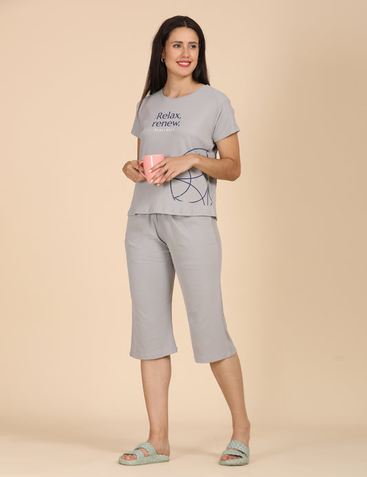 Womens Printed Travel Wear - Grey