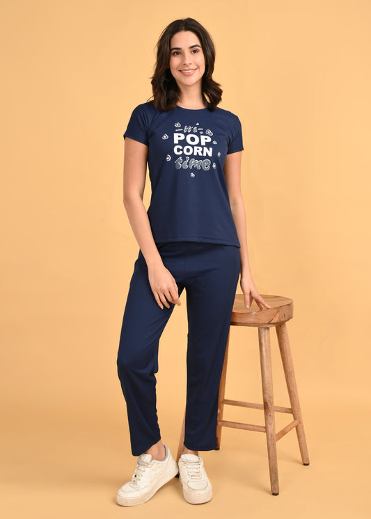 Womens Printed Travel Wear - Navy Blue