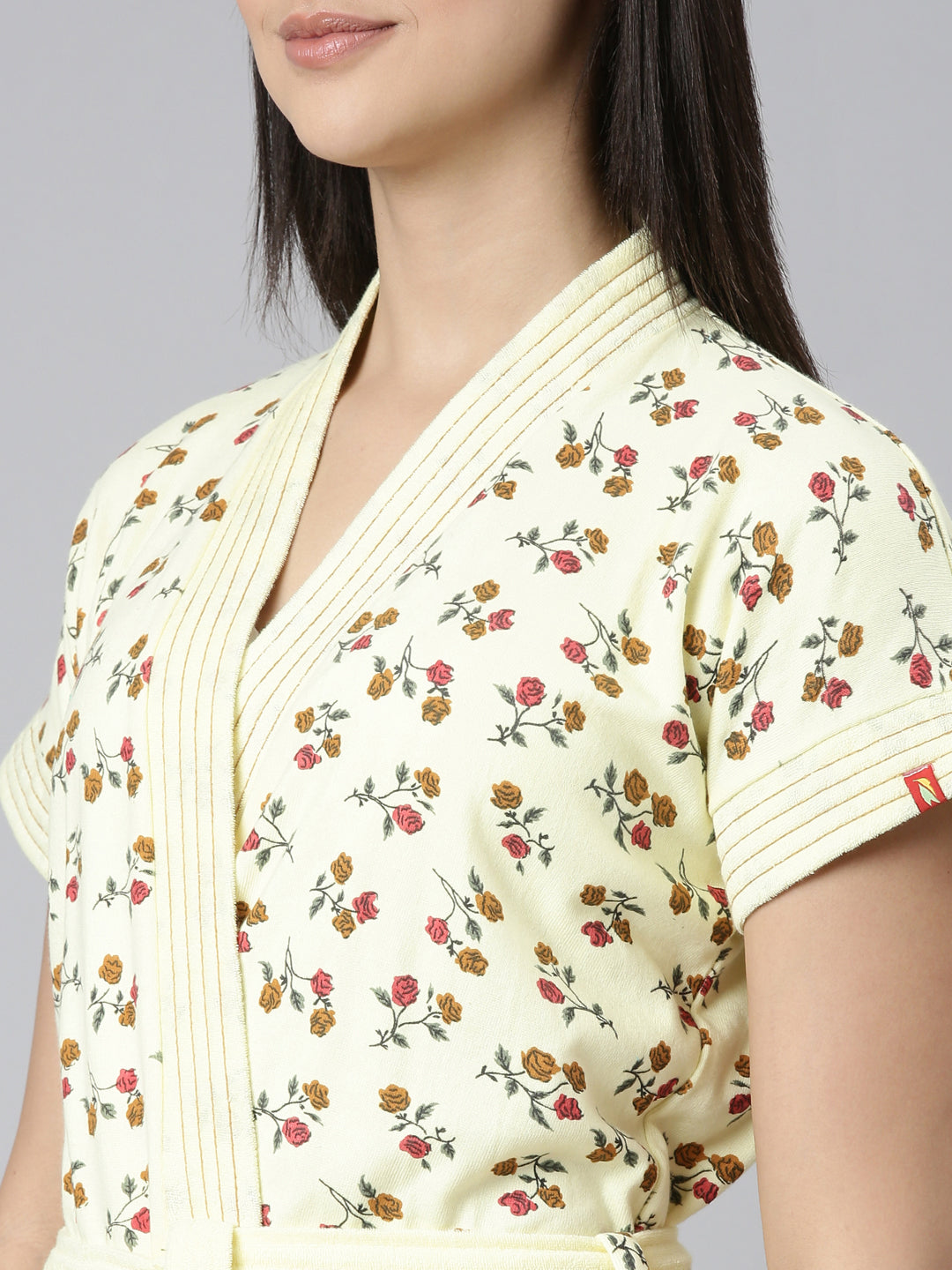 Womens Printed Bathrobe - Lemon