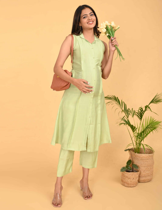 Womens Maternity Kurti Pant Set - Pista