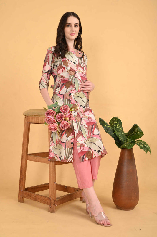 Womens Maternity Kurti Pant Set - Multi