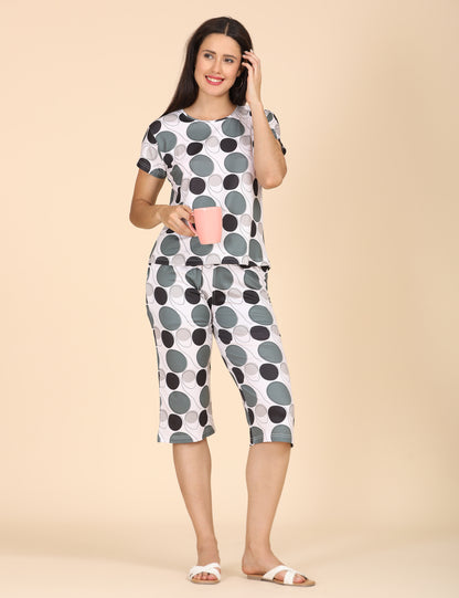 Womens Printed Travel Wear - Cream