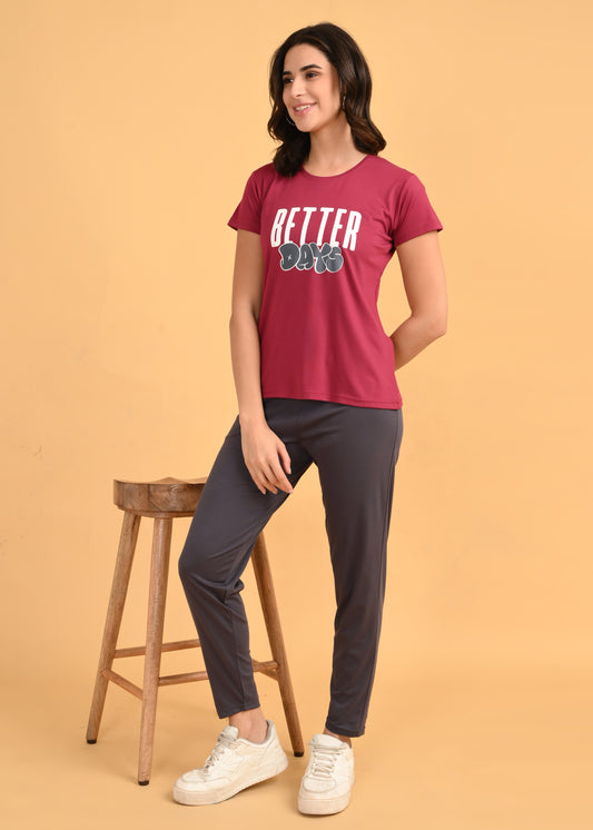 Womens Printed Travel Wear - Maroon