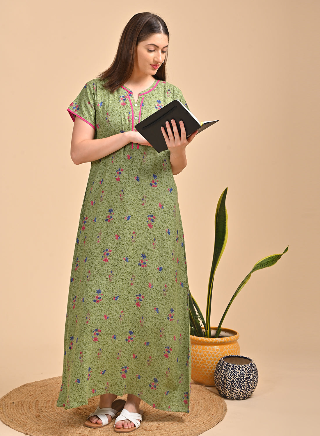 Green-Colored Alpine A Line Nightdress