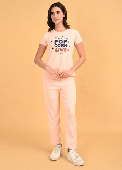 Womens Printed Travel Wear - Peach