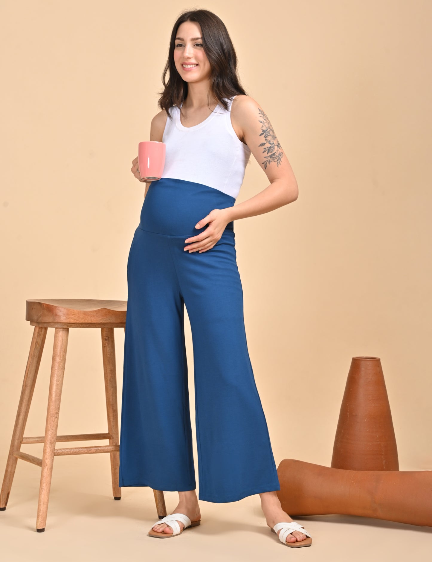 Womens Maternity Palazzo - Indigo