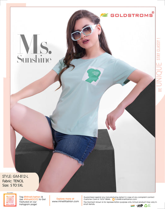Cadet Blue Round Neck Active Tees