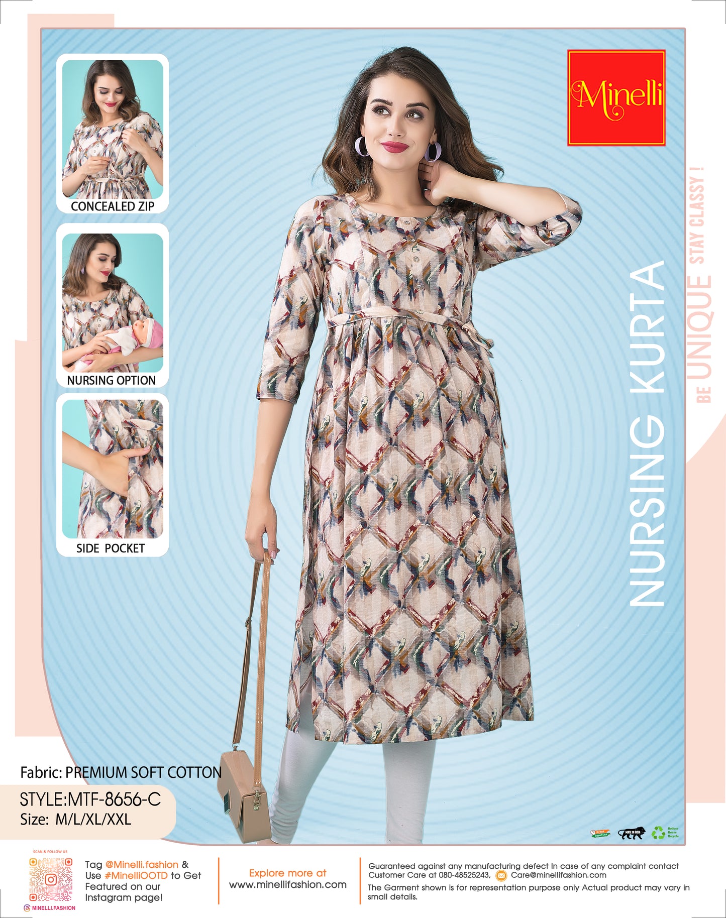 Womens Printed Maternity Kurta - Multi