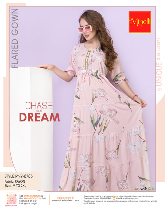 Womens Flare Gown - Pink