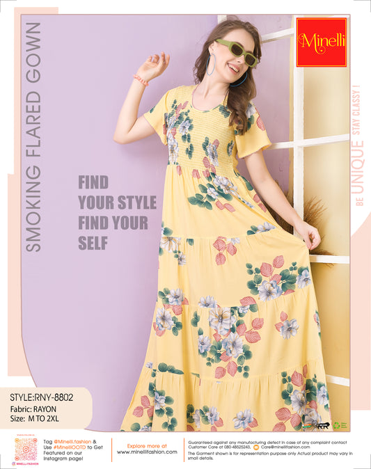 Yellow-Colored Smoking Flare Gown