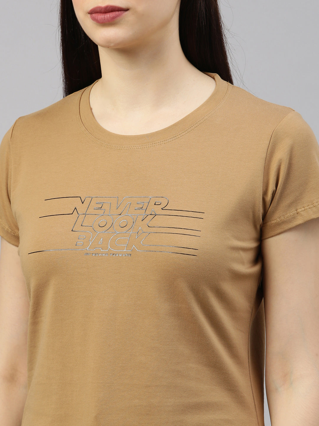 Womens Khaki Lycra Fashion Tees