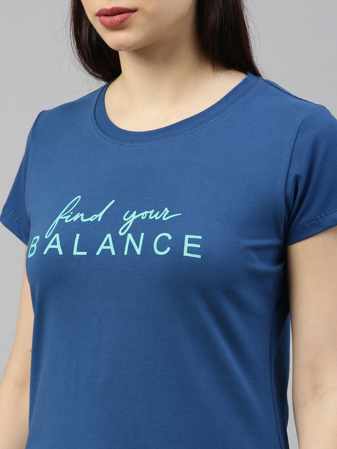 Womens Blue Lycra Fashion Tees