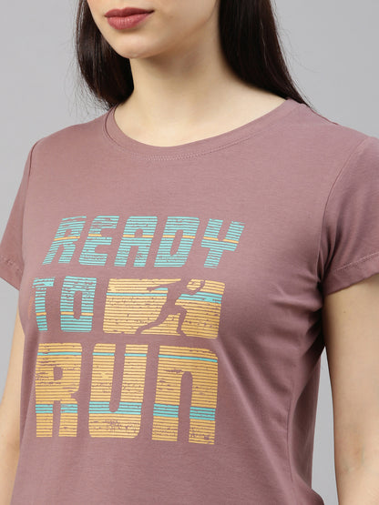 Womens Brown Lycra Fashion Tees