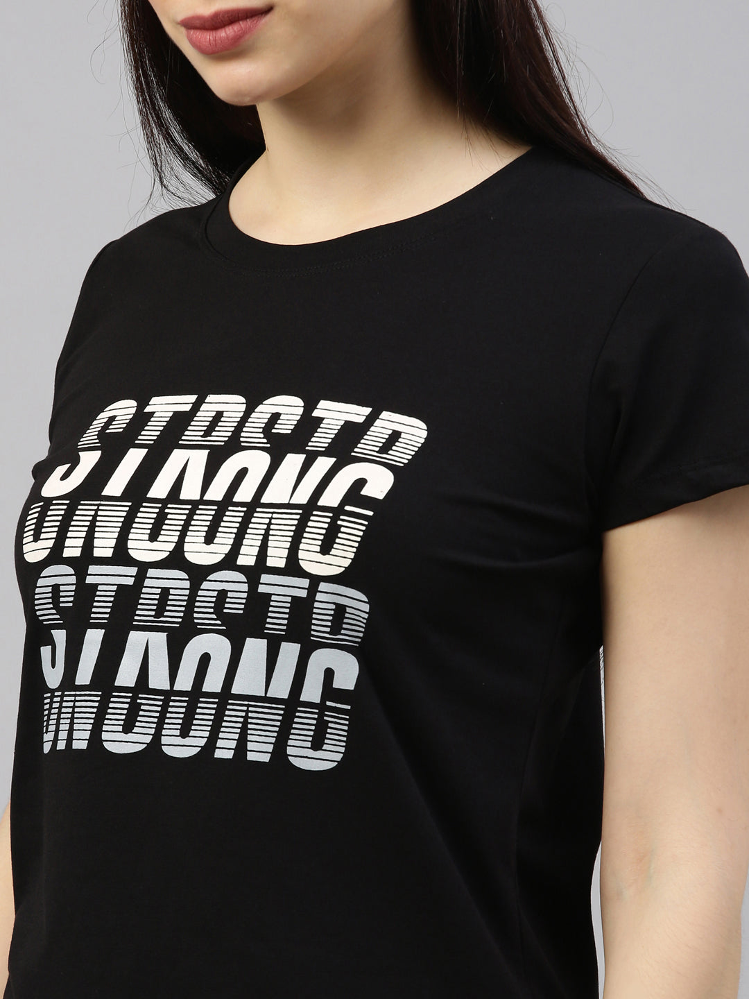 Womens Black Lycra Fashion Tees