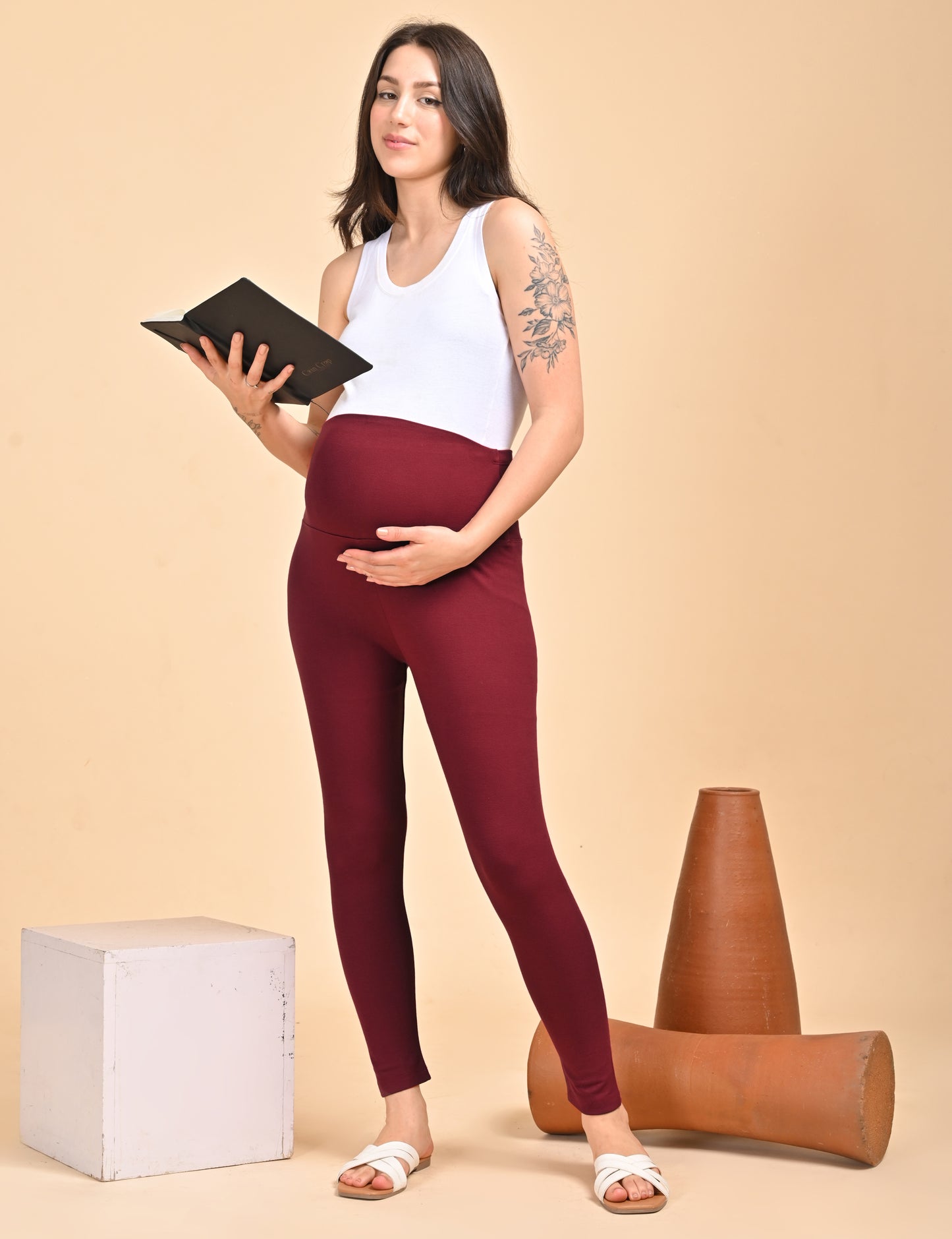 Womens Maternity Legging - Maroon