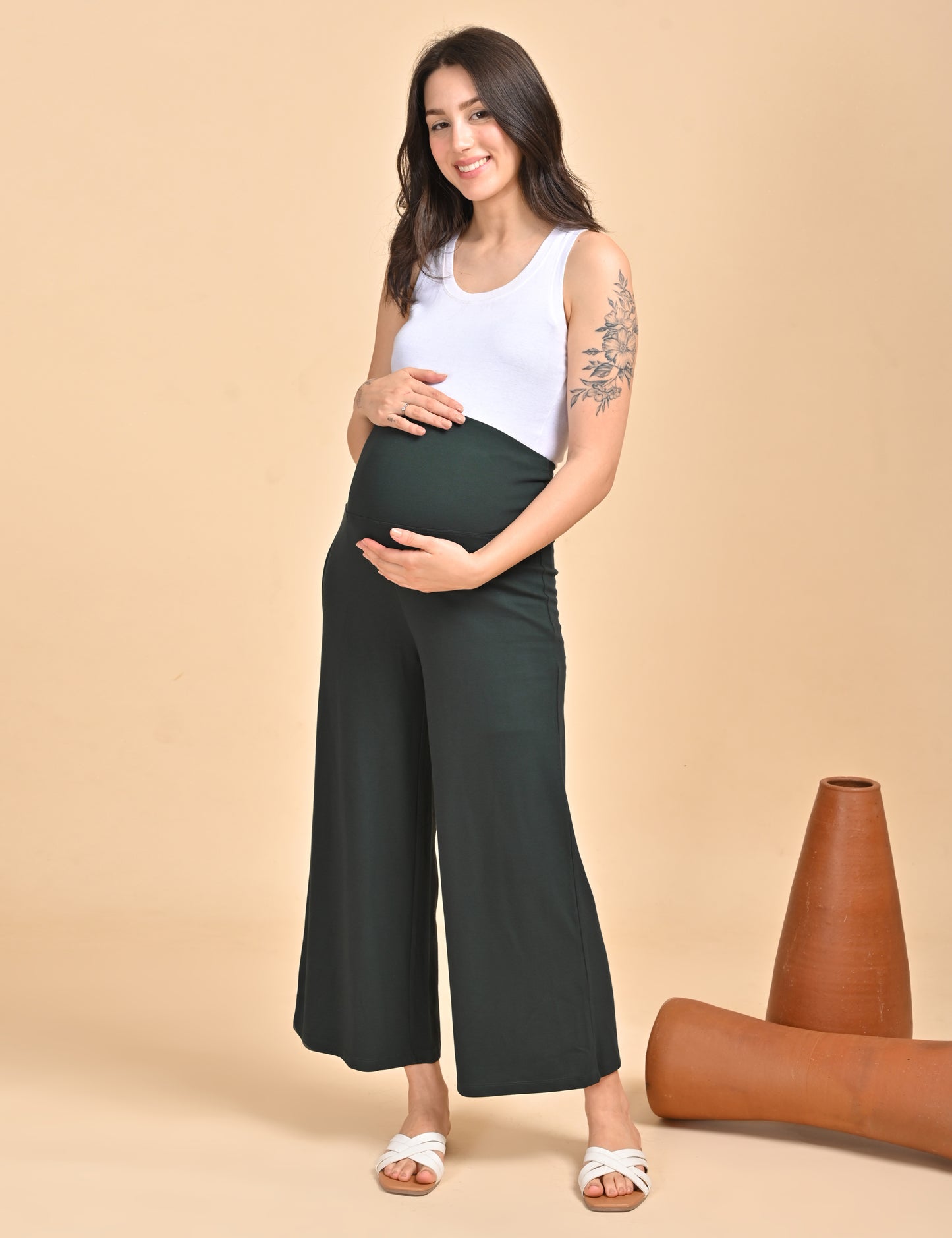 Womens Maternity Palazzo - Green