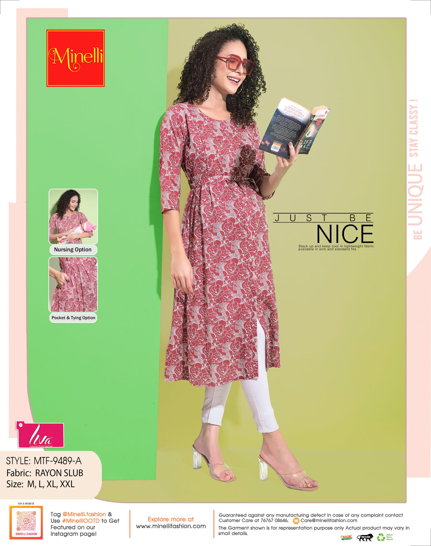 Womens Red-Colored Maternity Kurti