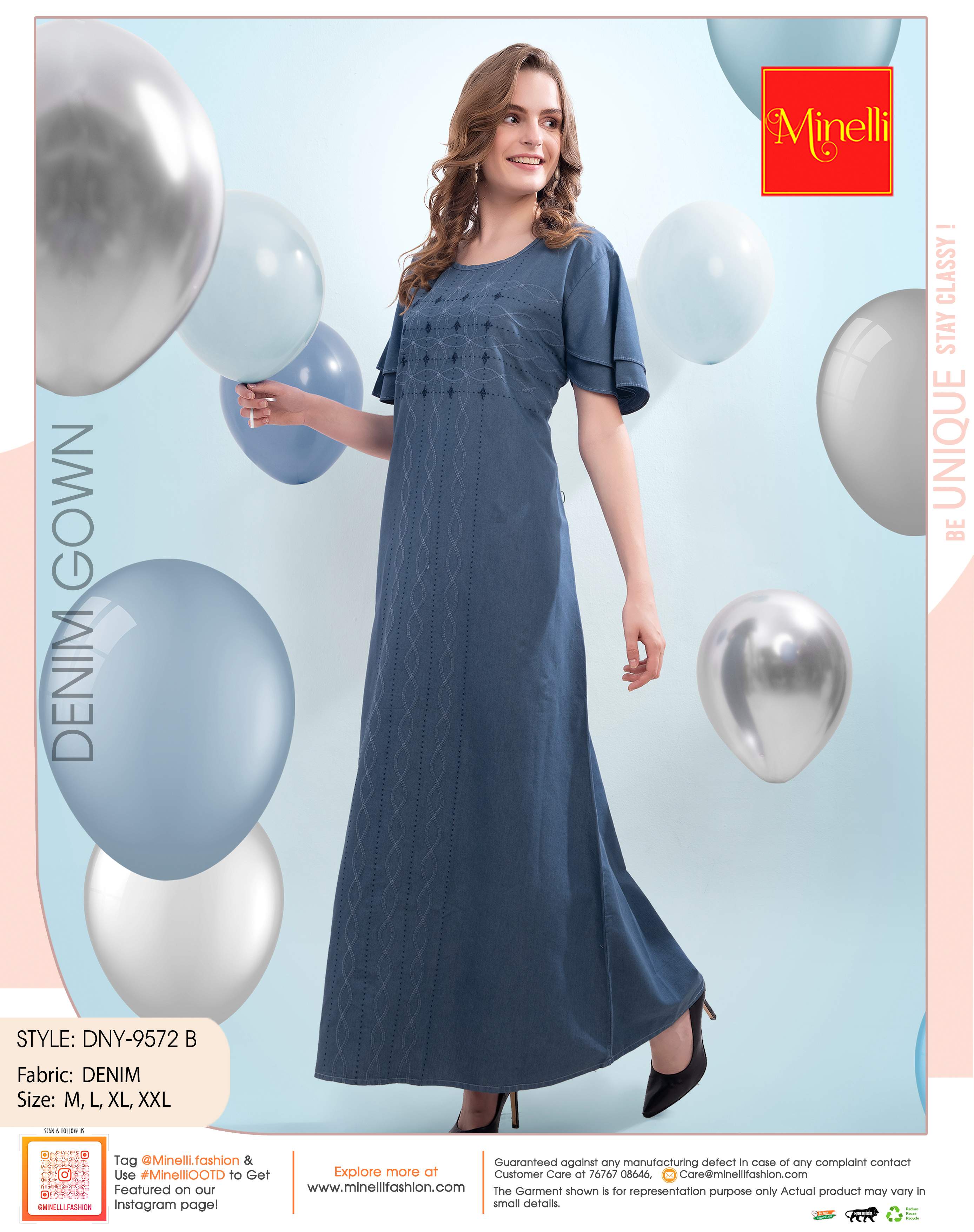 Denim Long Gown Minelli