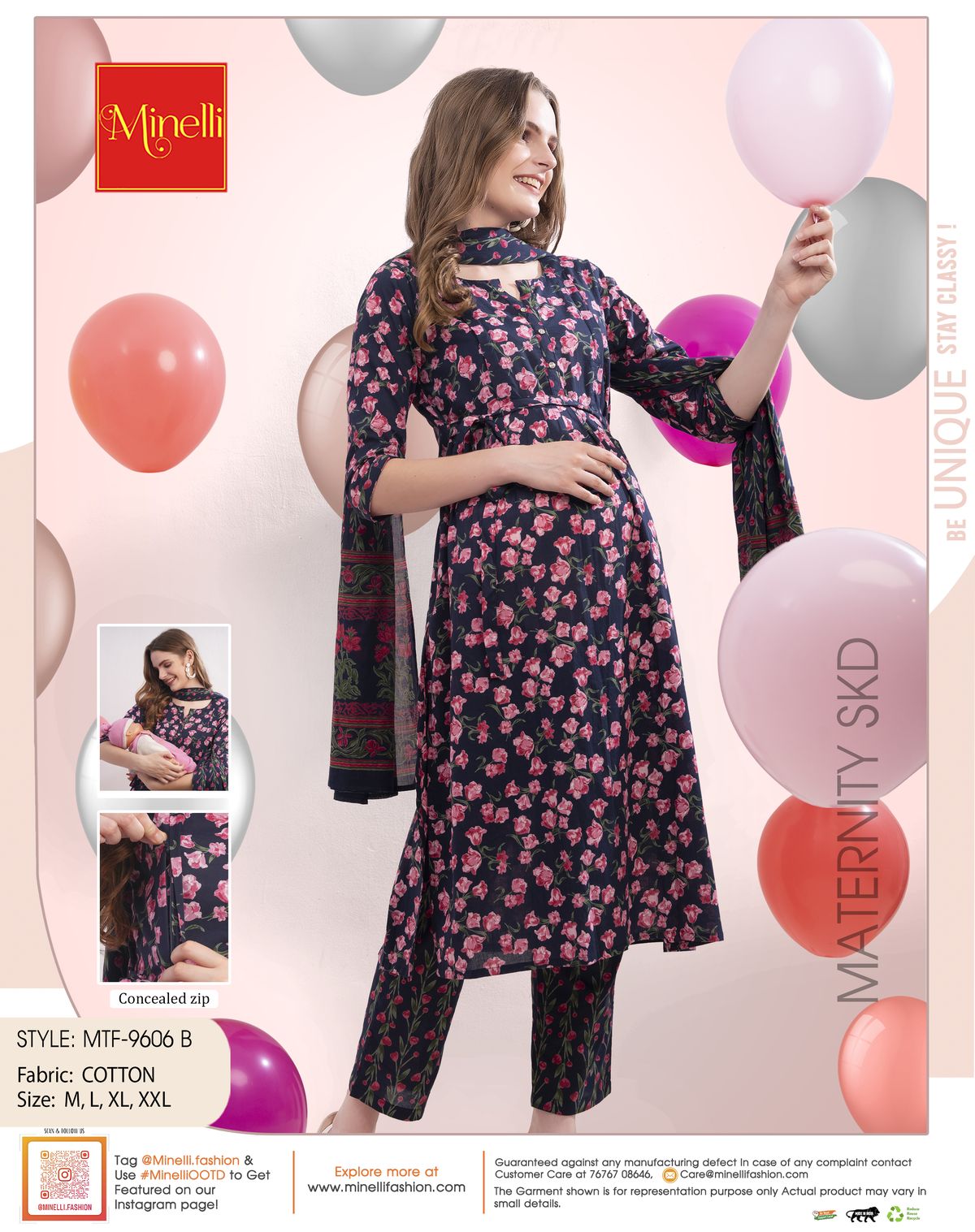 Womens Maternity SKD Set - Navy Blue