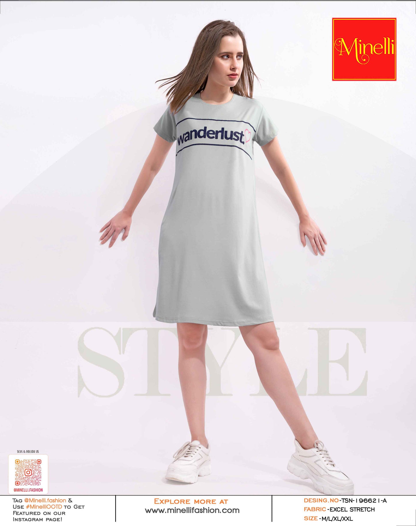 Grey-Colored Printed Short Nightdress