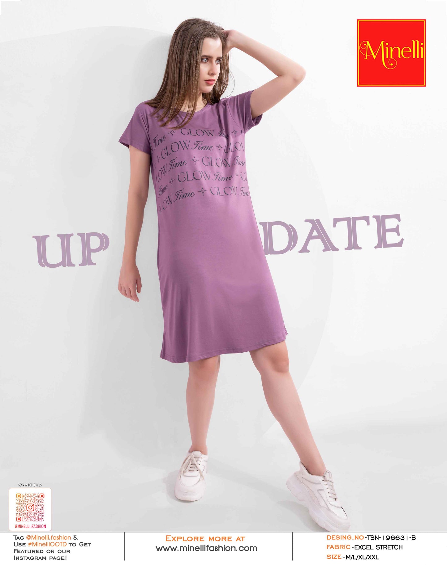 D.Pink-Colored Printed Short Nightdress