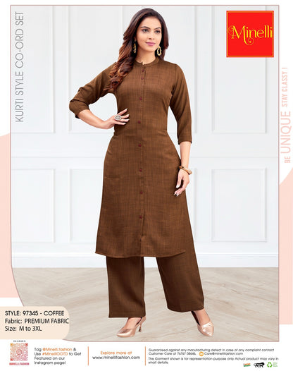 Coffee-Colored Kurti Style Co-Ord Set