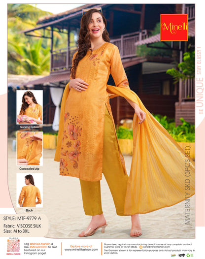 Womens Maternity SKD Set - Mustard