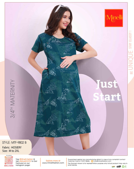 Green-Colored Maternity Short Nightdress