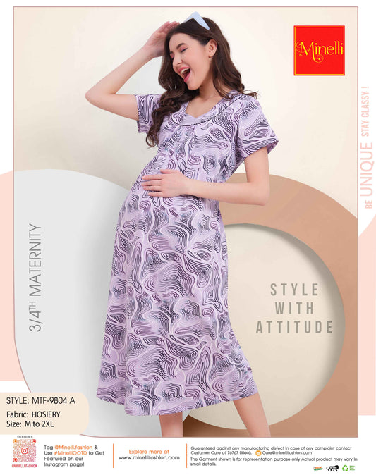 Thistle-Colored Maternity Short Nightdress