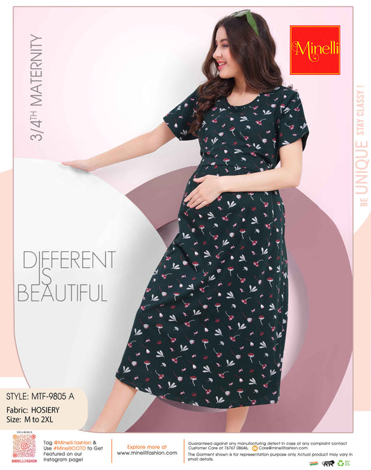 B.Green-Colored Maternity Short Nightdress