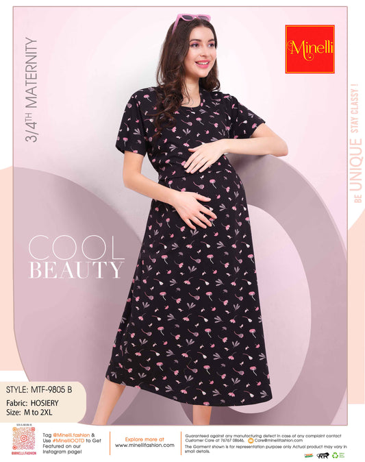 Coffee-Colored Maternity Short Nightdress