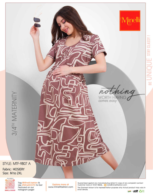 Coral Tree-Colored Maternity Short Nightdress