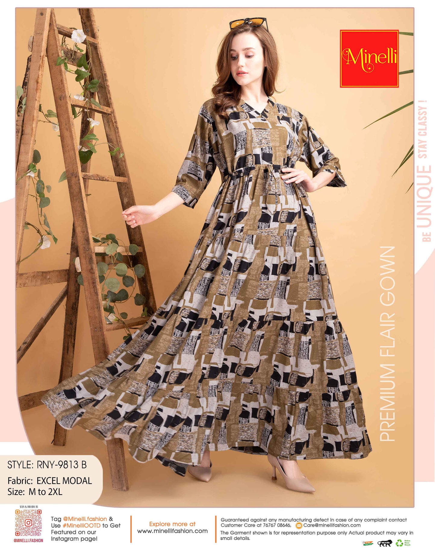 Womens Khaki-Colored Premium Flare Gown