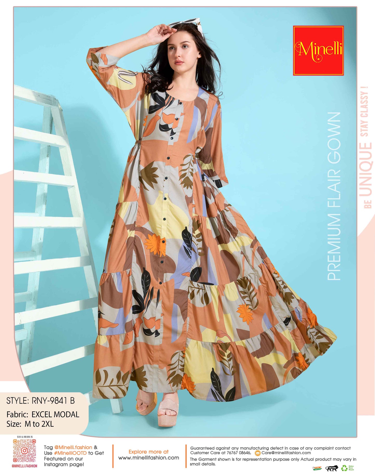 Womens Brown-Colored Premium Flare Gown
