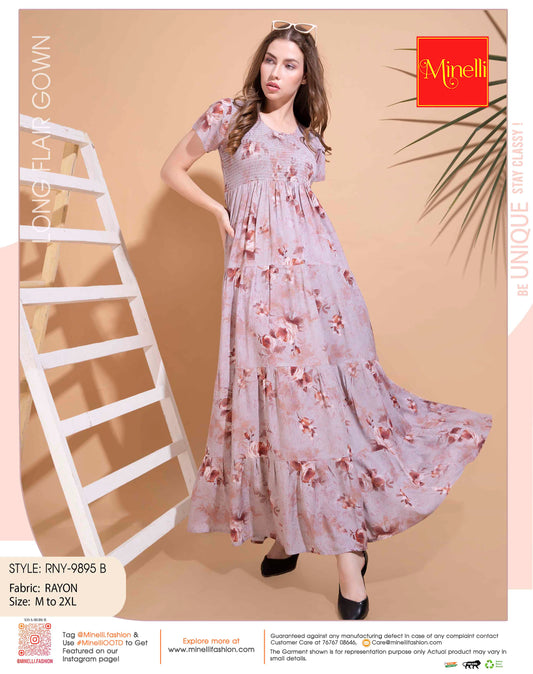 Womens Skin-Colored Flare Gown