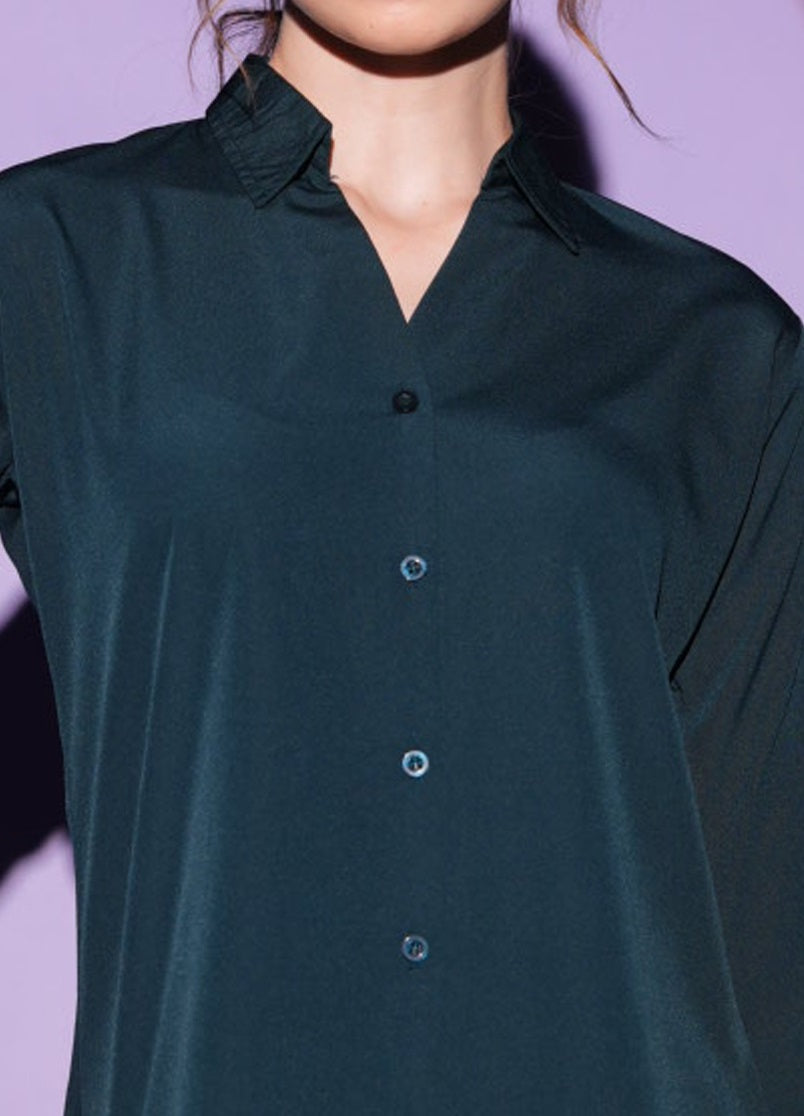 D.Teal-Colored Solid Formez Shirt