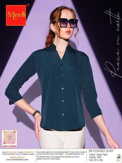 D.Teal-Colored Solid Formez Shirt