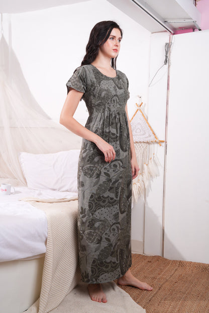 Dusty Grey-Colored Alpine Smoking Nightdress