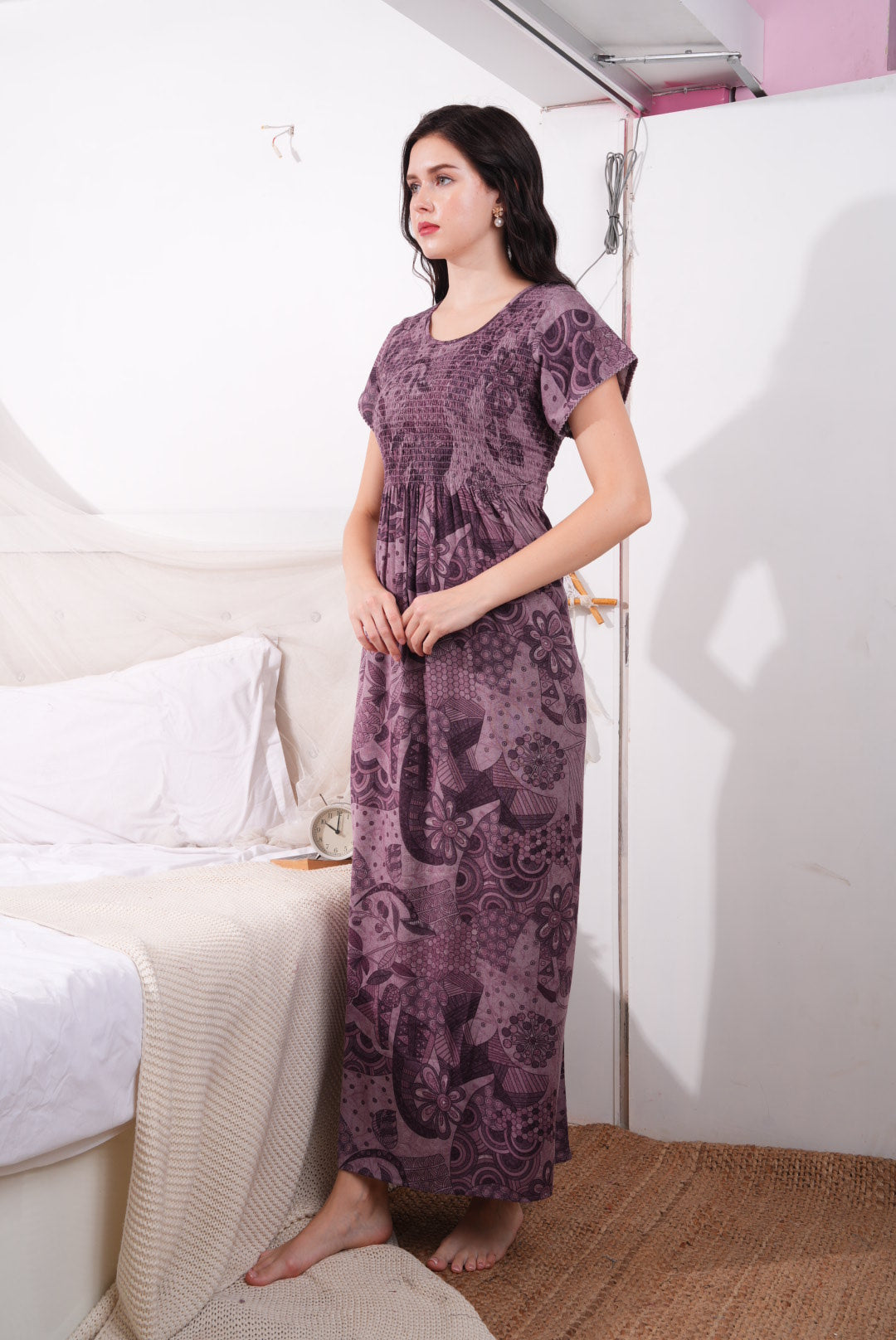 Magenta-Colored Alpine Smoking Nightdress