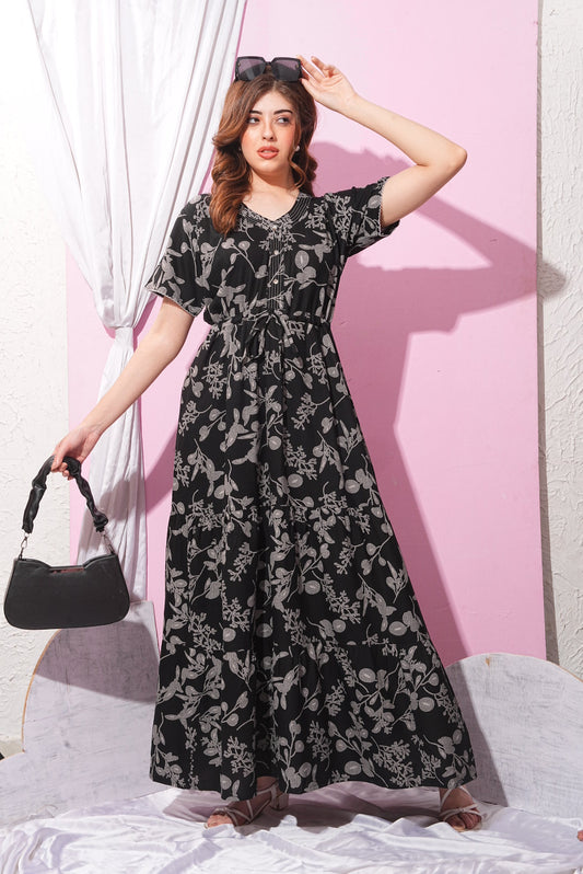 Black-Colored Premium Flare Gown
