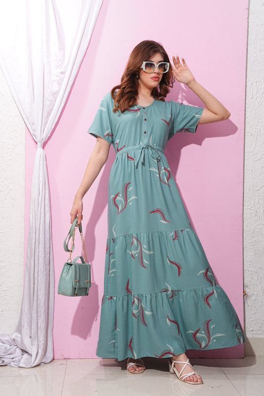 Hippie Blue-Colored Premium Flare Gown