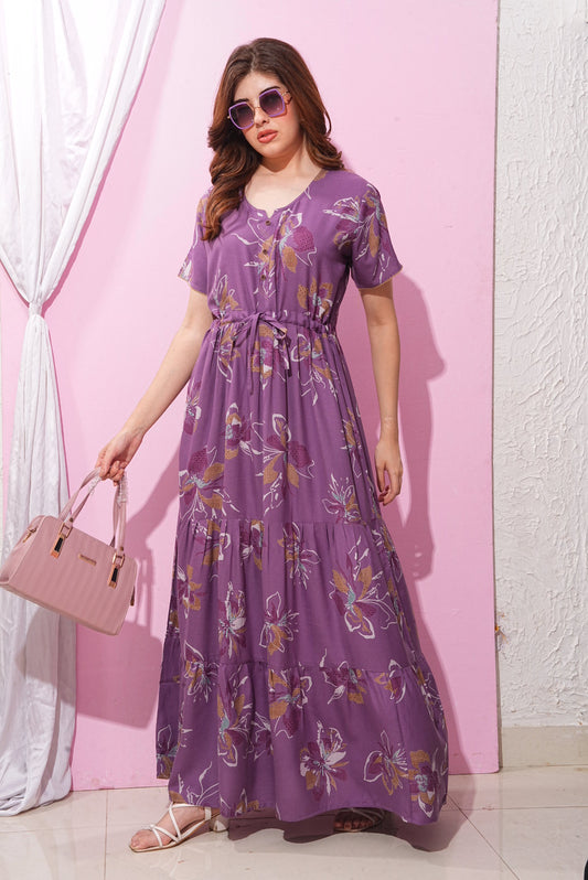 Magenta-Colored Premium Flare Gown