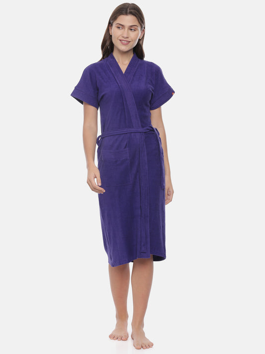 Womens Solid Bathrobe - D.Royal