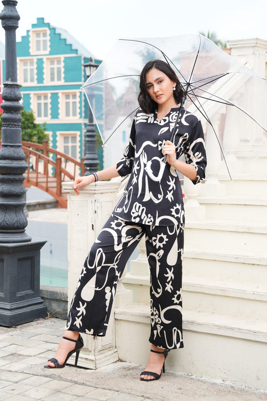 Black-Colored Printed Co-Ord Set