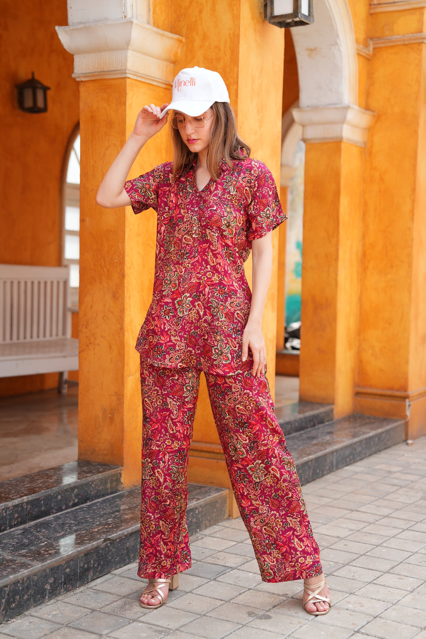 Red-Colored Printed Co-Ord Set