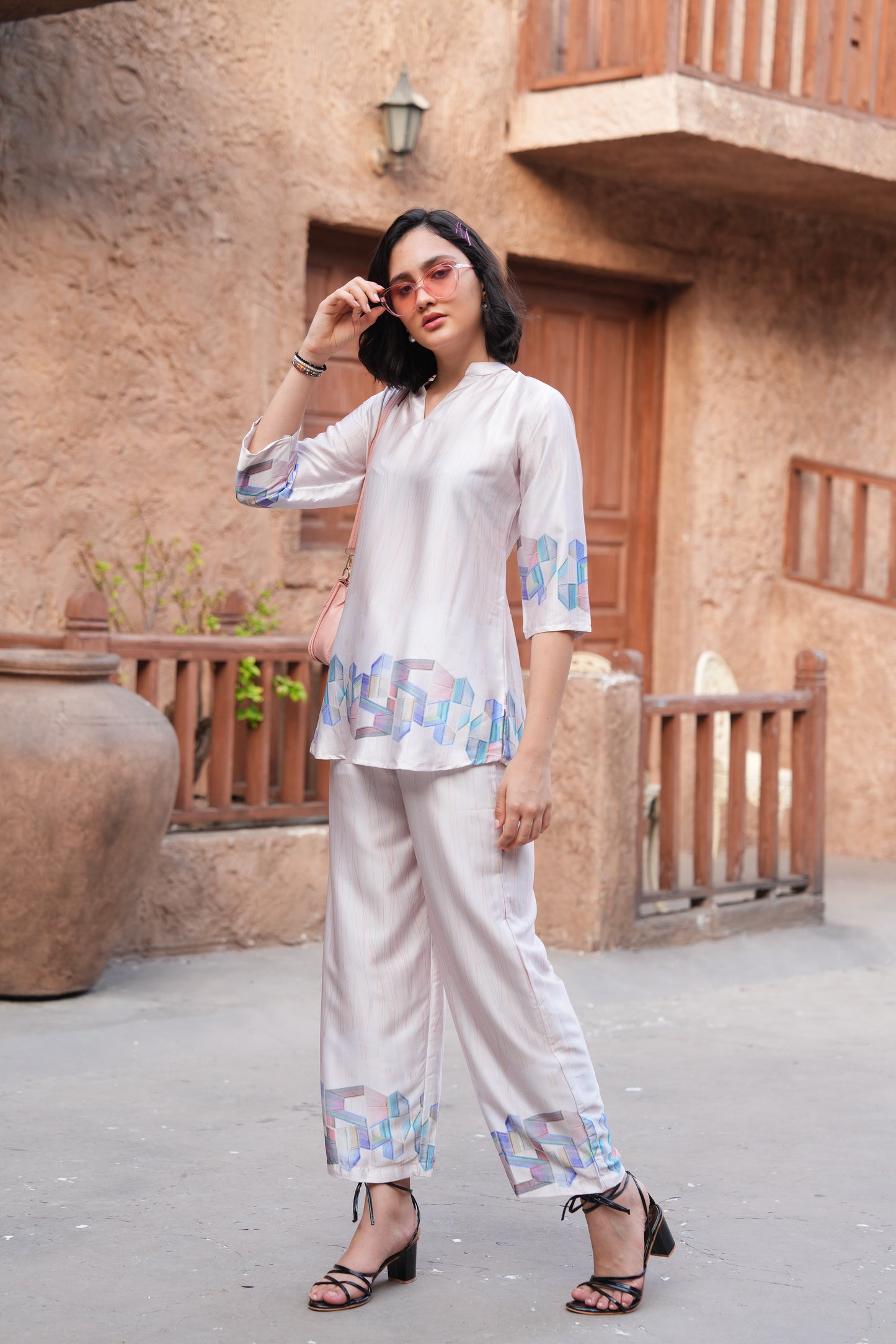 Quill Grey-Colored Printed Co-Ord Set