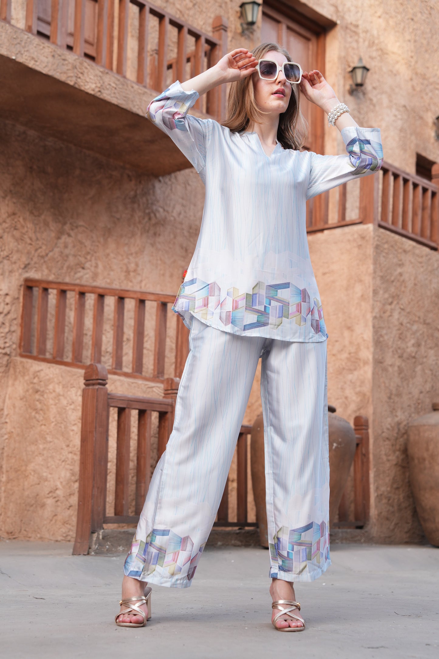 Grey-Colored Printed Co-Ord Set