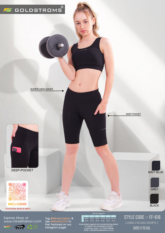 Womens Long Cycling Shorts - Black